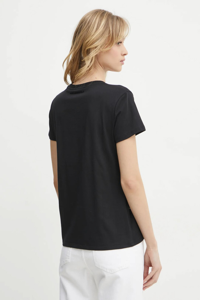 Women's Black Rhinestone Karl T-shirt Karl Lagerfeld A1W17078-999 BLACK