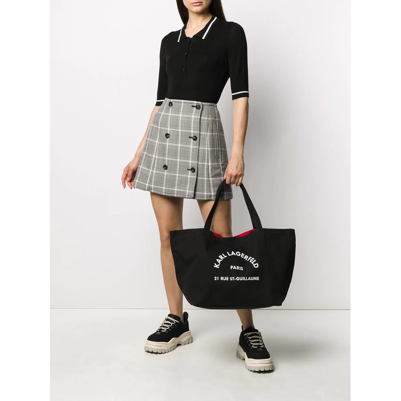 Γυναικεία K/Rue St Guillame Canvas Tote Τσάντα Μαύρη Karl Lagerfeld 201W3138-999 BLACK