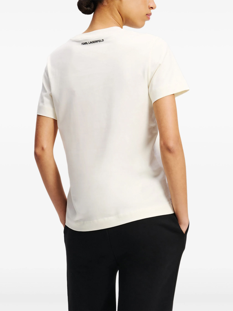 Women's Ecru Ikon Sketch Choupette T-shirt Karl Lagerfeld A1W17128-B09 Cannoli Cream