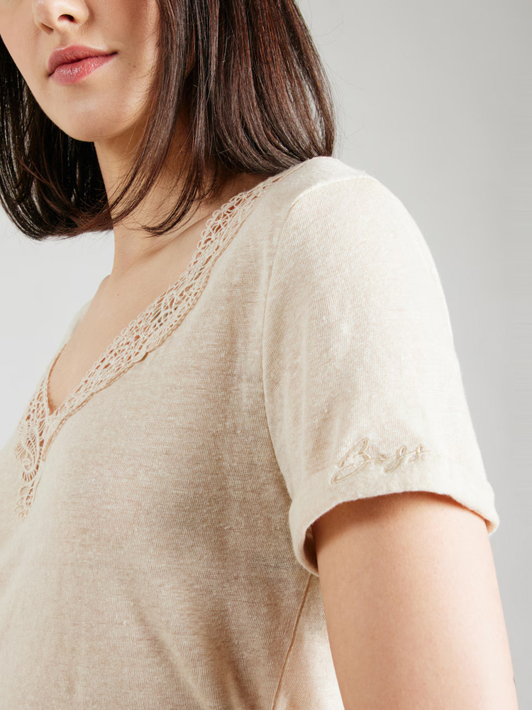 Γυναικείο Λινό C_Elaria T-Shirt Μπεζ Boss 50540626-287