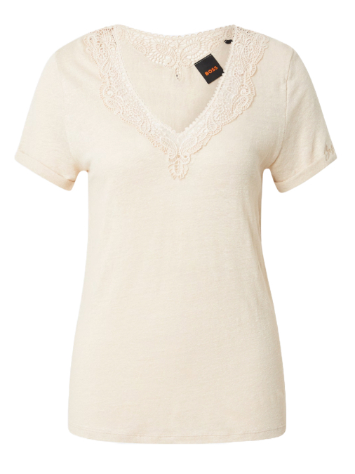 Γυναικείο Λινό C_Elaria T-Shirt Μπεζ Boss 50540626-287