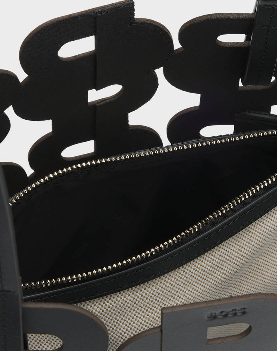 Women's Black Leather Lindah Tote Bag Boss 50541981-001