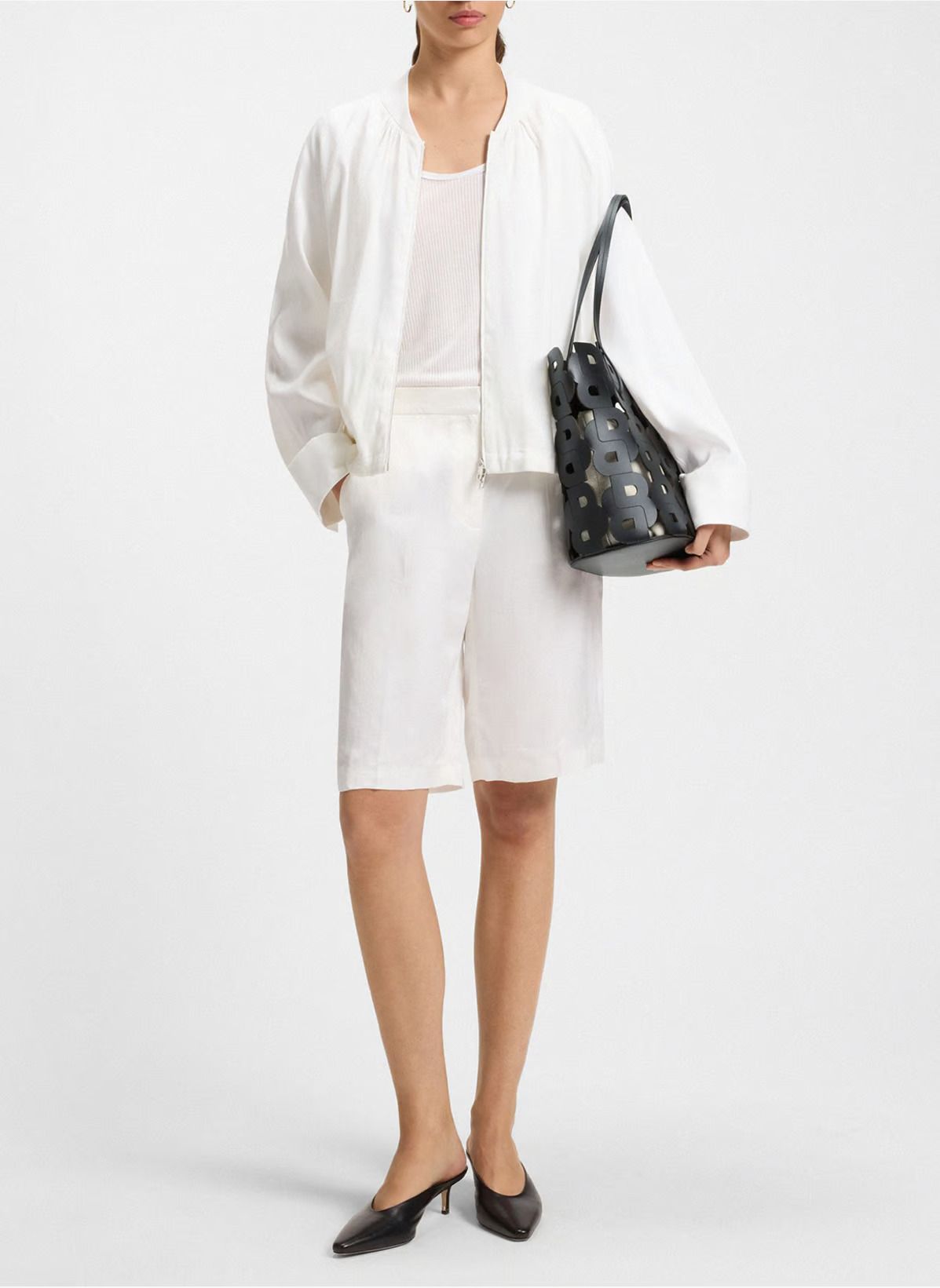 Women's Black Leather Lindah Tote Bag Boss 50541981-001