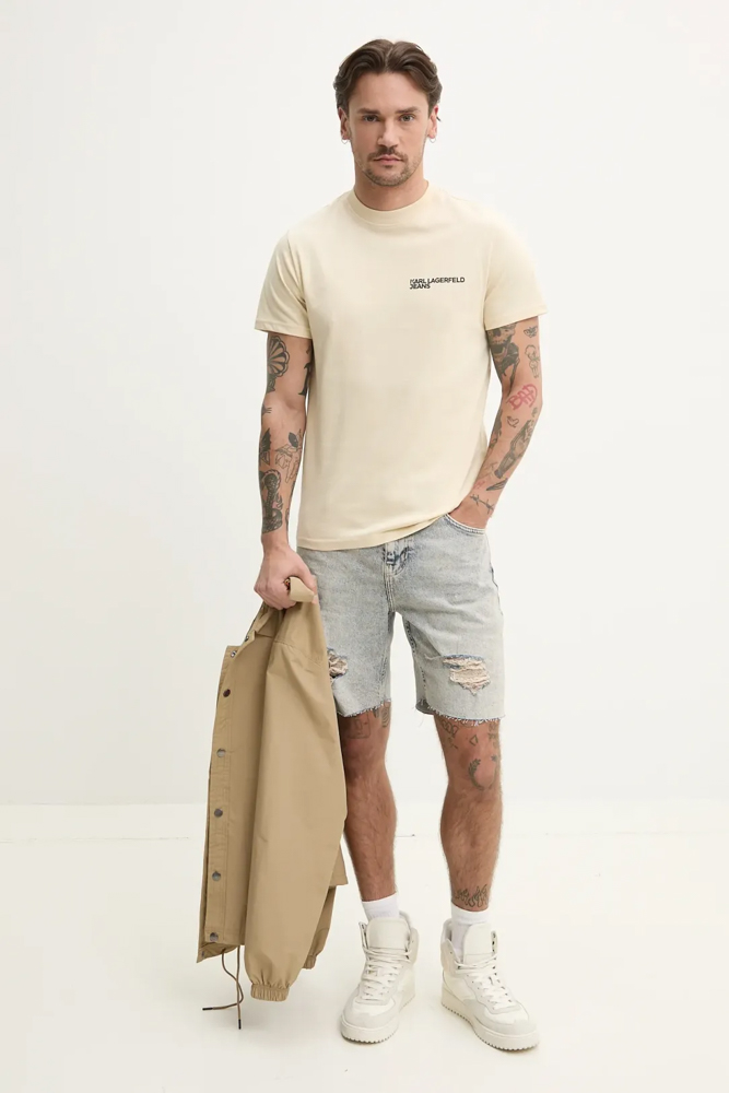 Men's Beige KLJ SLIM SS TEE Karl Lagerfeld Jeans A1M17003-1ON WOOD