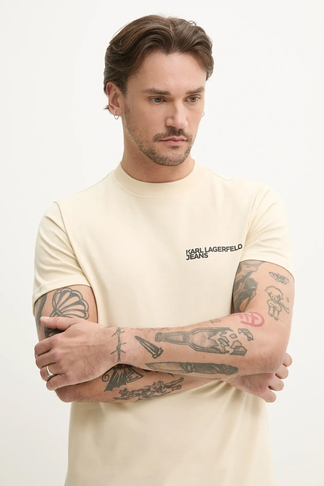Men's Beige KLJ SLIM SS TEE Karl Lagerfeld Jeans A1M17003-1ON WOOD