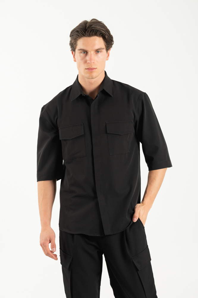 Ανδρικό Overshirt Μαύρο Vittorio BELLAGIOO-BLACK