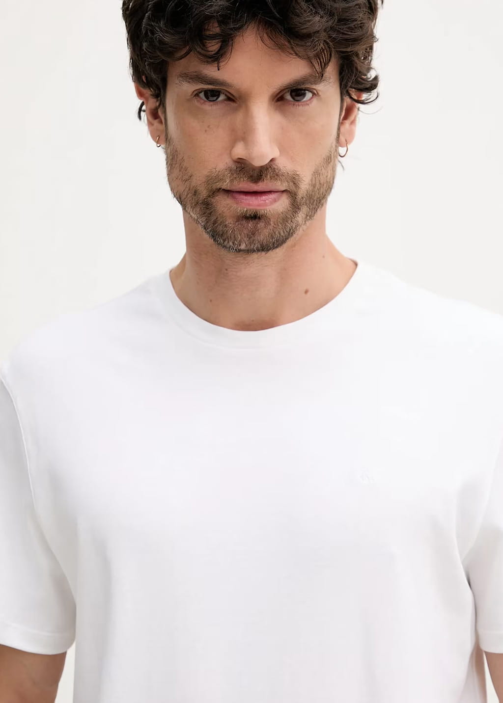 Men's White Ss Supima Chest Emb Crewneck Tee Calvin Klein LV04LB275G-YAF