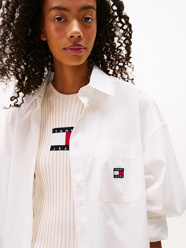 Women's White Tjw Ovs Mini Shirt Dress Ext Tommy Jeans DW0DW21122-YBL