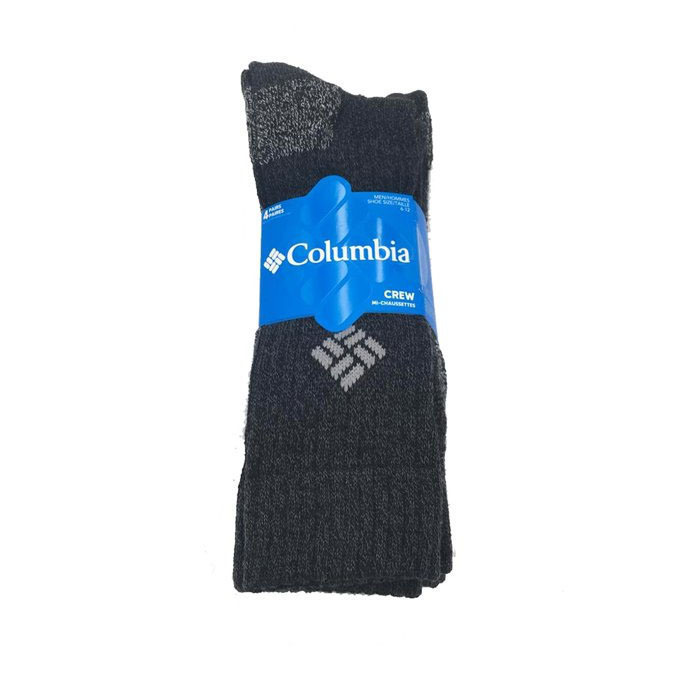 Unisex Black Moisture Control Basic Crew 4PP Socks Columbia C1179B-BLACK