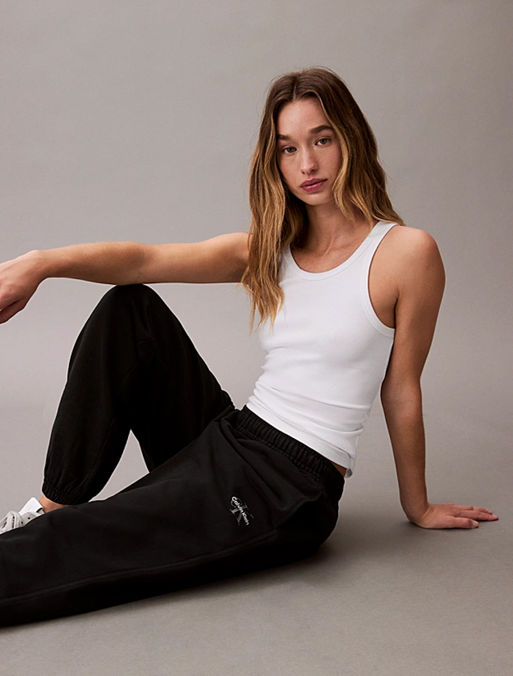 Women's Black Monologo French Terry Jogger Calvin Klein LV047B235G-UB1