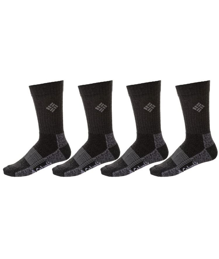Unisex Black Moisture Control Basic Crew 4PP Socks Columbia C1179B-BLACK