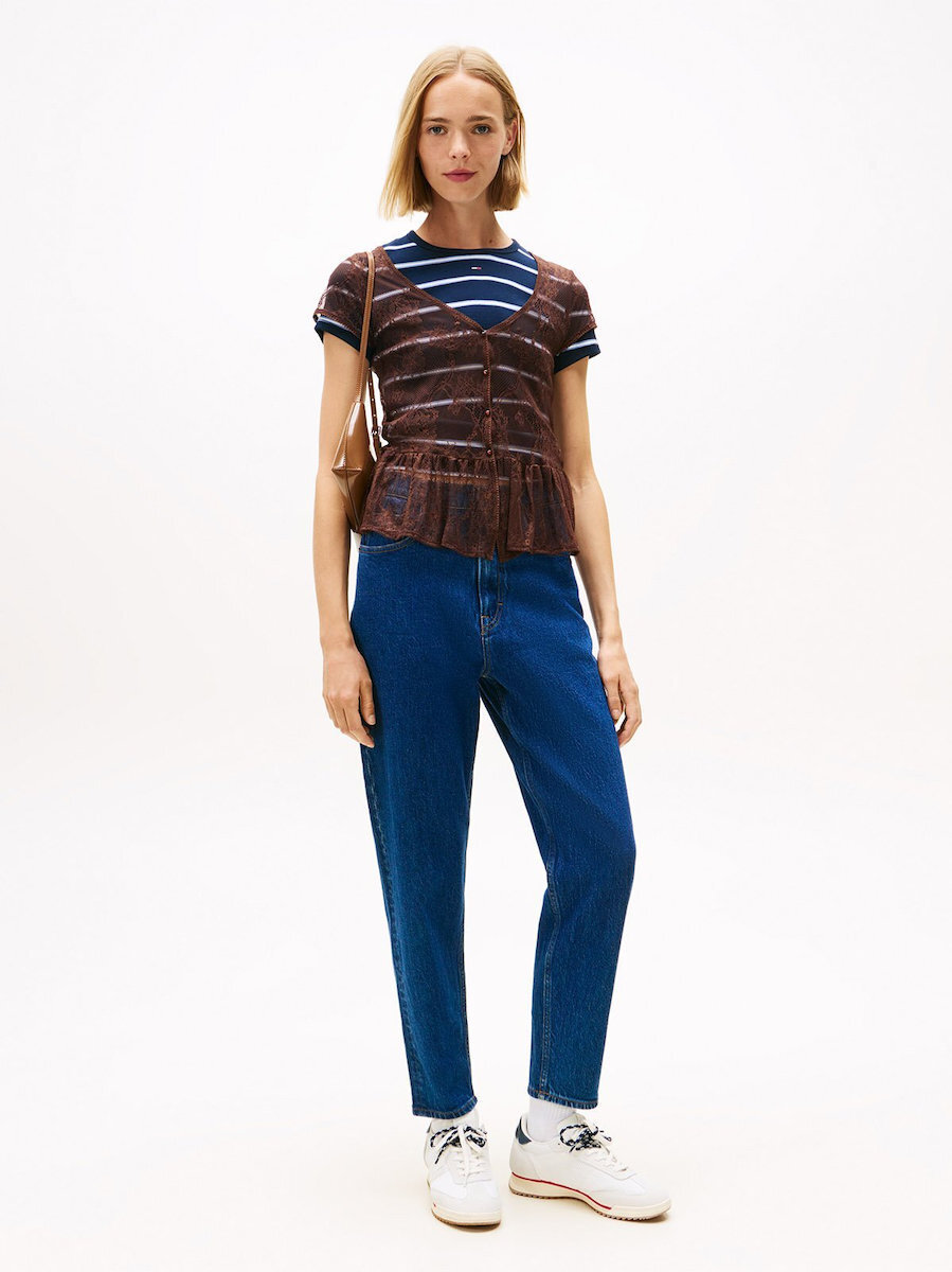 Women's Blue Mom Jean Uh Tpr Tab Ai4159 Tommy Jeans DW0DW21954-1BK