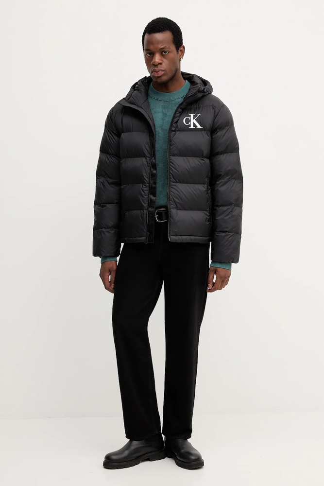 Men's Black Ls Nylon Monogram Puffer Jkt Calvin Klein LV04RD528G-UB1
