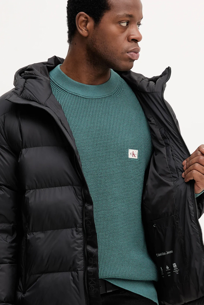 Men's Black Ls Nylon Monogram Puffer Jkt Calvin Klein LV04RD528G-UB1