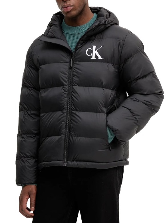 Men's Black Ls Nylon Monogram Puffer Jkt Calvin Klein LV04RD528G-UB1