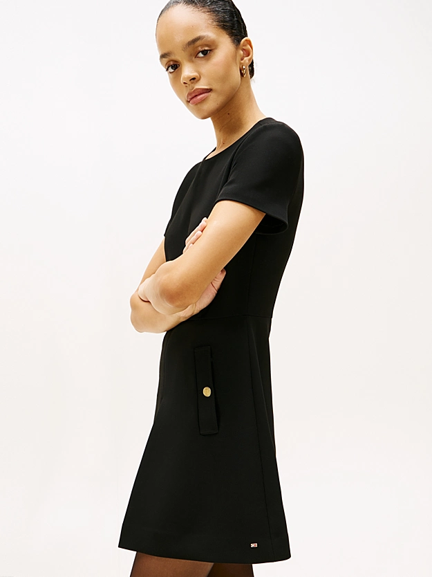 Γυναικείο Κοντομάνικο Φόρεμα Μαύρο Tommy Hilfiger WW0WW47970-BDS