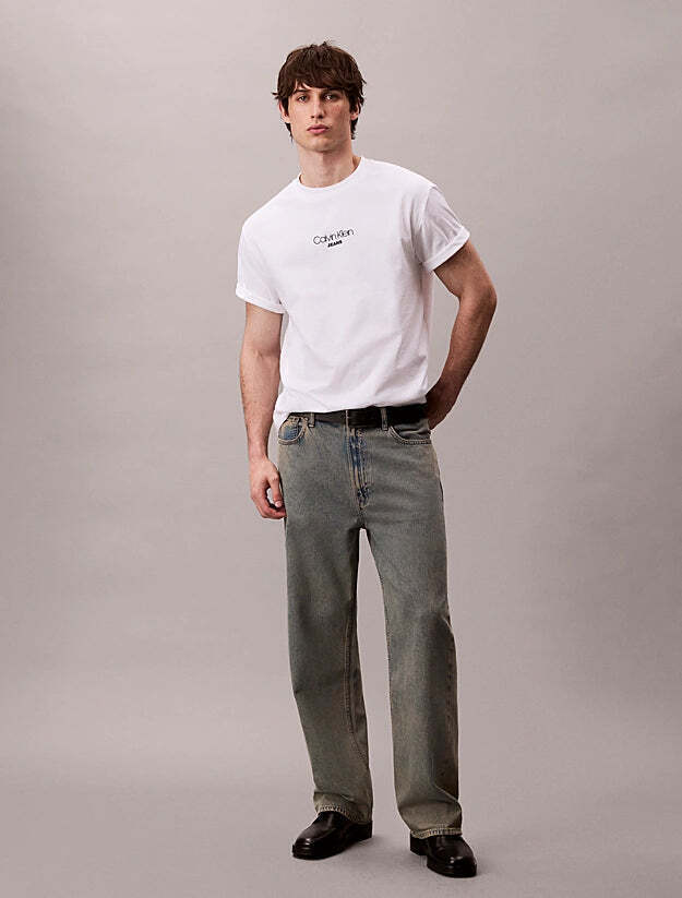 Men's White Ss 16s Rlxd Fit Ckj Graphic Tee Calvin Klein LV04RC851G-YAA