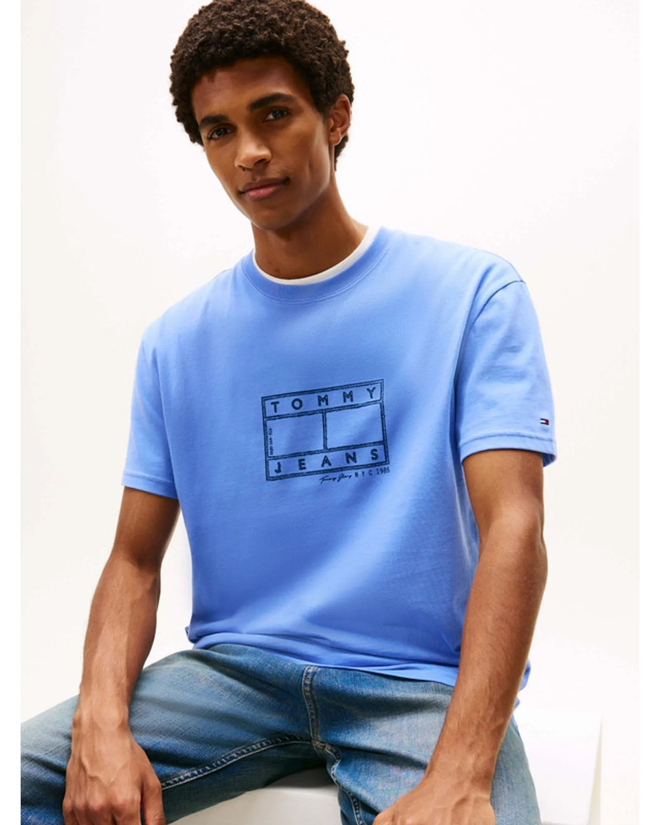 Ανδρικό T-shirt Γαλάζιο Tommy Jeans DM0DM22317-C58