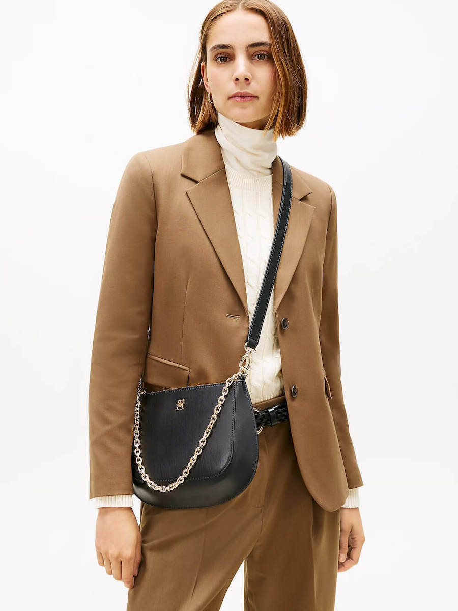 Women's Black TH Glam Conv Med Crossover Bag Tommy Hilfiger AW0AW18143-BDS