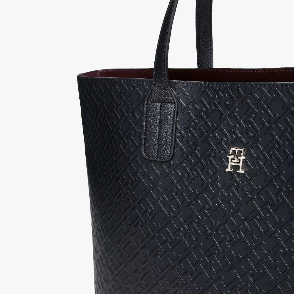 Women's Navy Blue TH Icon Satchel Mono Bag Tommy Hilfiger AW0AW18123-DW6