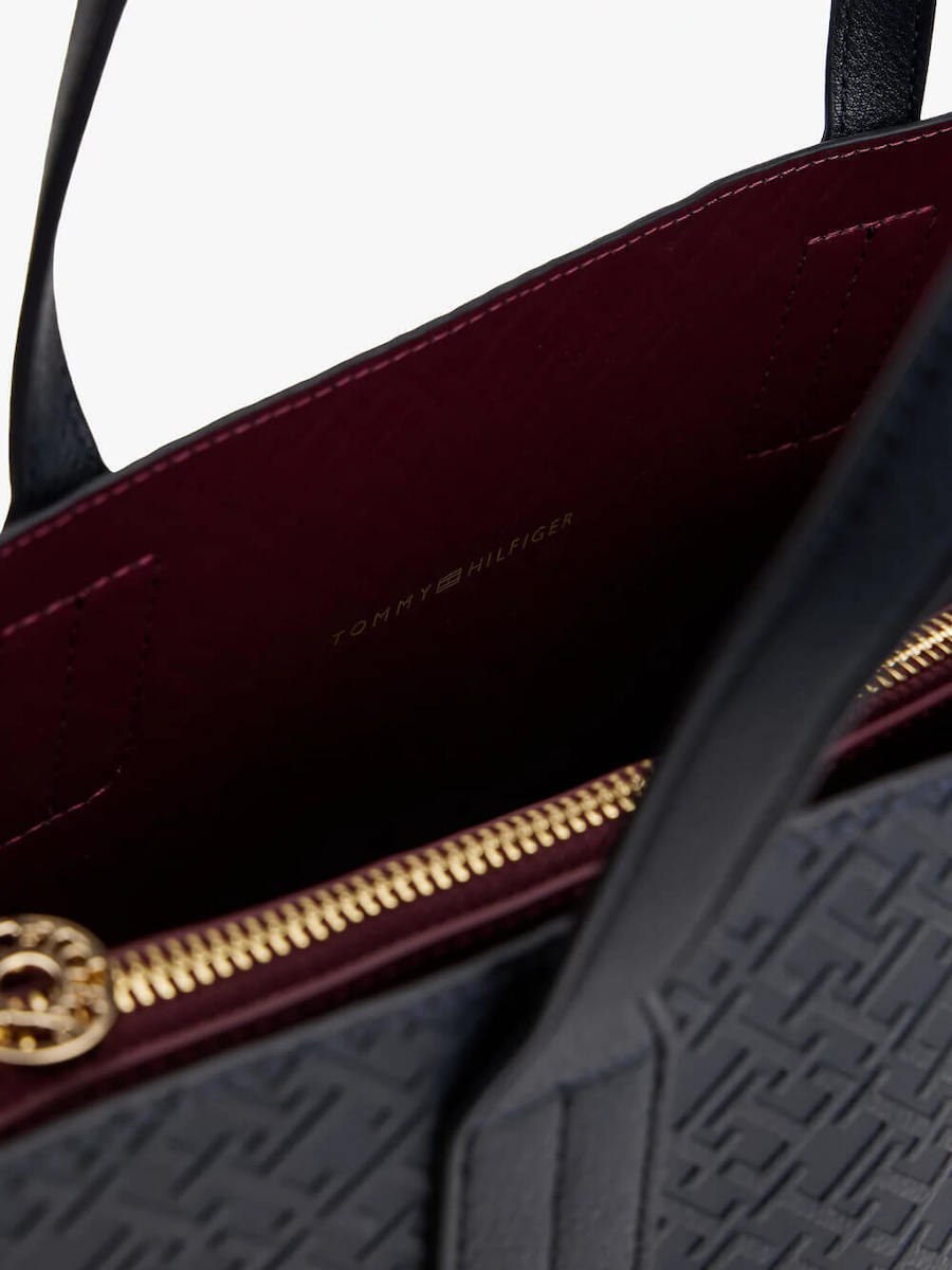 Women's Navy Blue TH Icon Satchel Mono Bag Tommy Hilfiger AW0AW18123-DW6