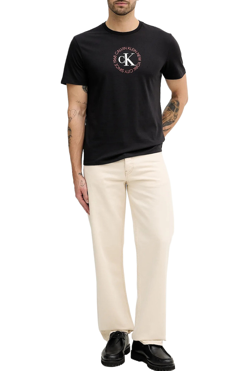 Men's Black Ss 30s Whsl CK Word Circle Graph T-shirt Calvin Klein LV14RE816G-UB1