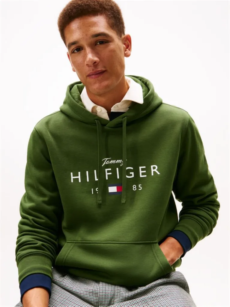 Men's Green Brand Love Big Hilfiger Hoodie Tommy Hilfiger MW0MW41427-L01