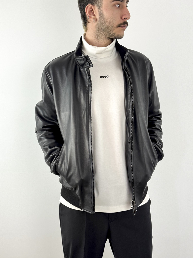 Ανδρικό Δερμάτινο Μπουφάν Μαύρο Maffei 51220-NERO