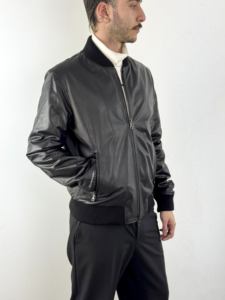 Men's Black Leather Jacket Maffei 41231-NERO