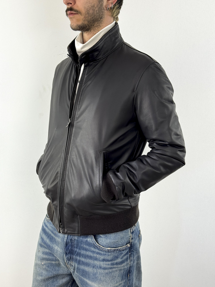 Men's Brown Leather Jacket Maffei 51220-T MORO