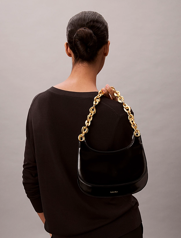 Women's Black Chain Shoulder Bag Calvin Klein LV04F3403G-UB1