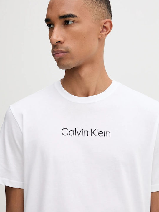 Men's White Ss Standard Logo 30s Crewnk Tee Calvin Klein LV04LD230G-YAF