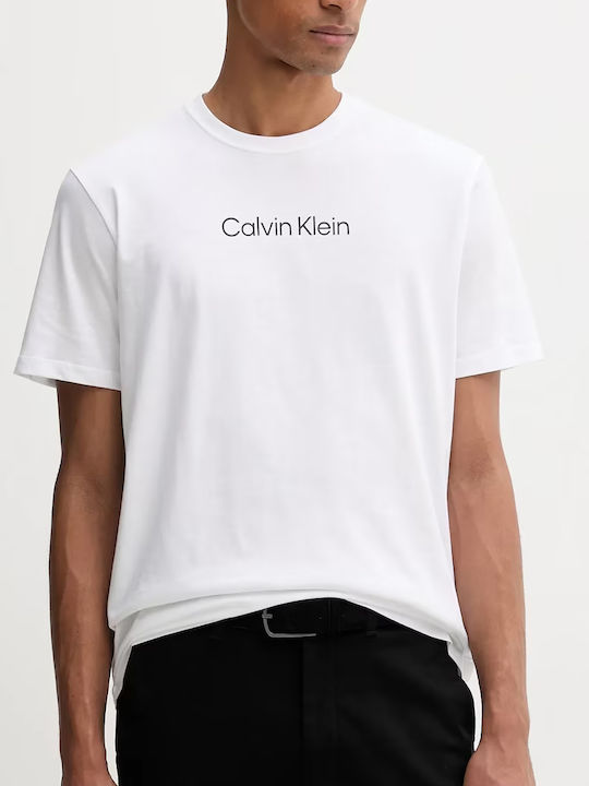 Men's White Ss Standard Logo 30s Crewnk Tee Calvin Klein LV04LD230G-YAF