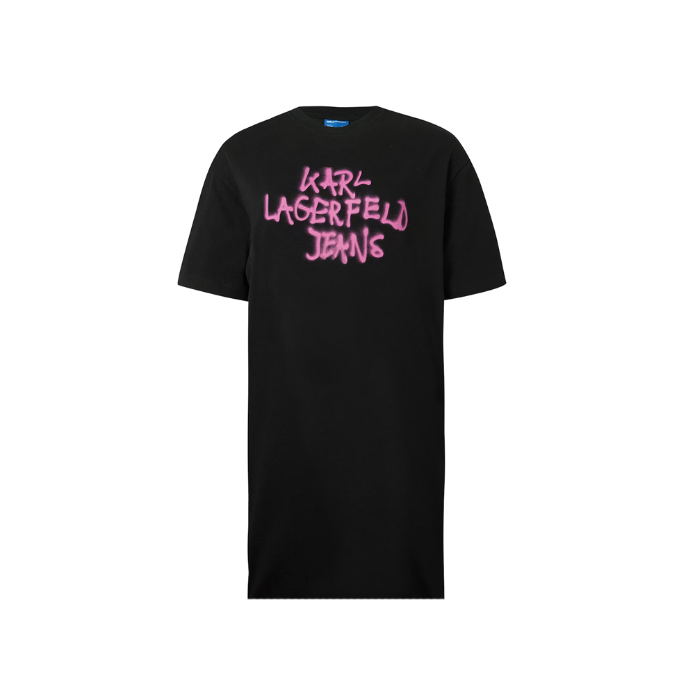 Women's Black Klj Graffiti Tee Dress Karl Lagerfeld Jeans B1W13043-999 BLACK