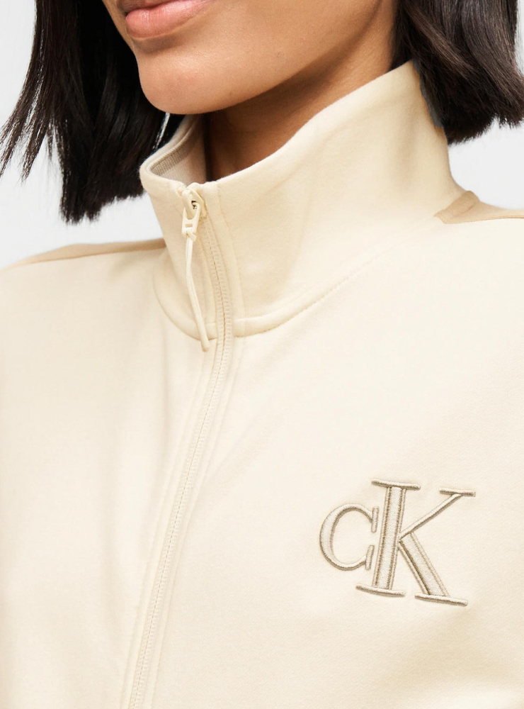 Women's Ecru Ls Stretch Terry Fz Track Jacket Calvin Klein LV047E226G-YAC