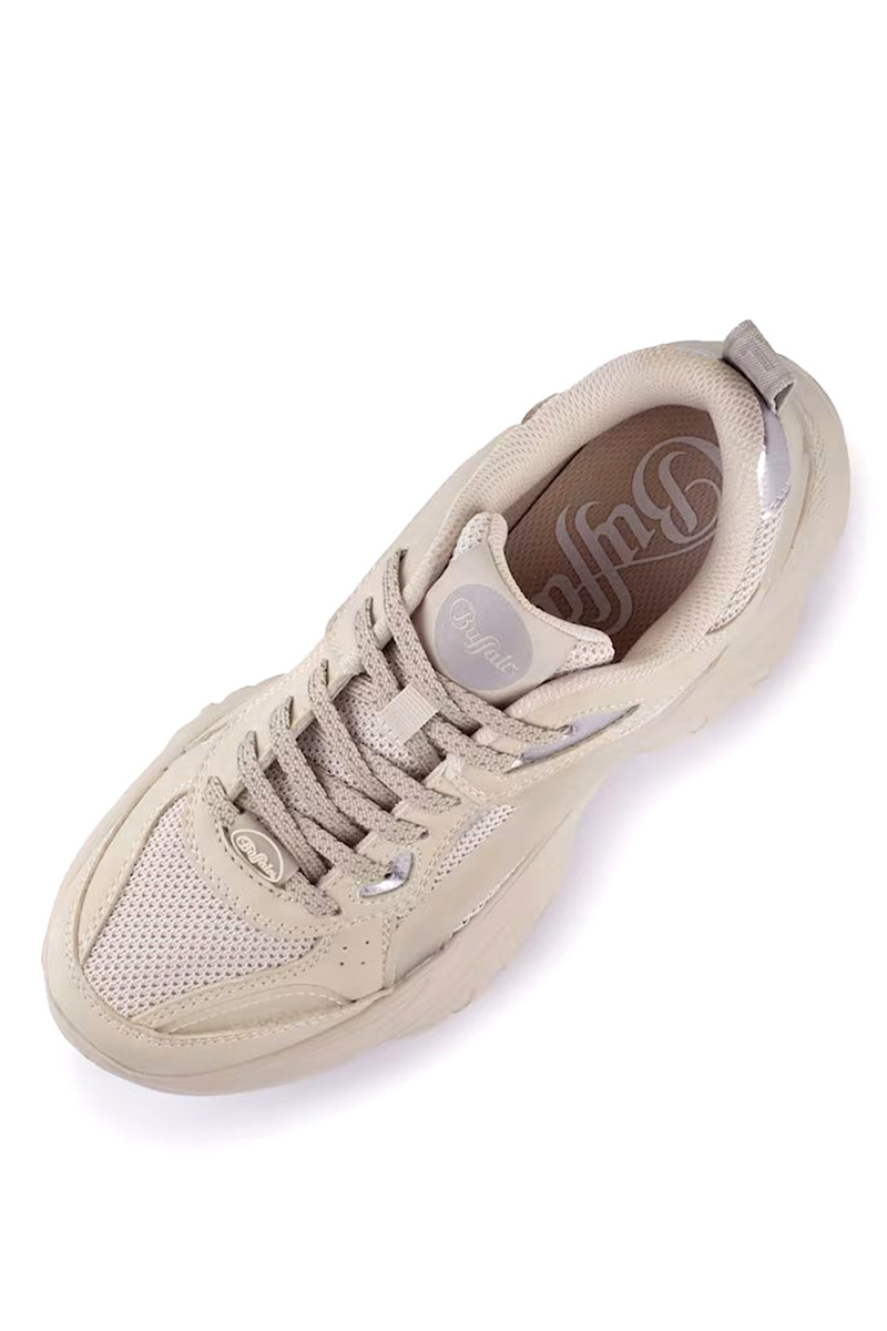 Women's Beige Bliss Mesh Sneakers Buffalo BUF1636588-CREAM SILVER