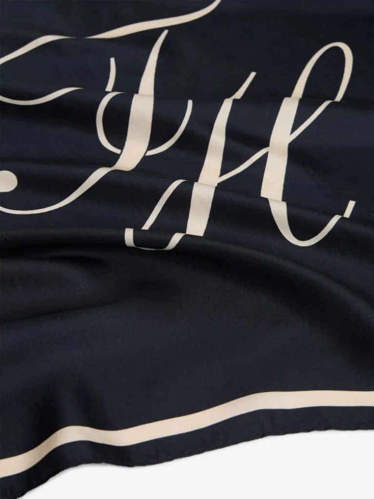 Women's Navy Blue Tommy Script Silk Scarf Tommy Hilfiger AW0AW18223-0GY