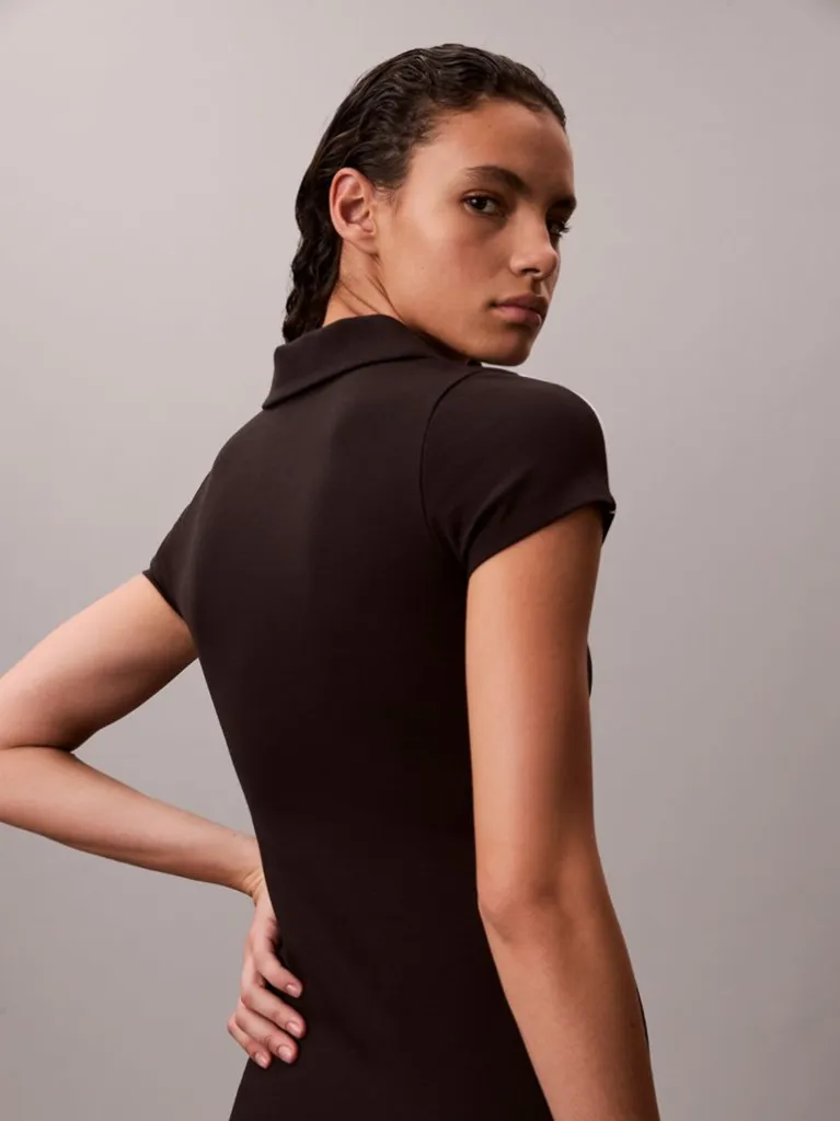Γυναικείο Κοντομάνικο Polo Φόρεμα Μαύρο Calvin Klein LV047E213G-UB1