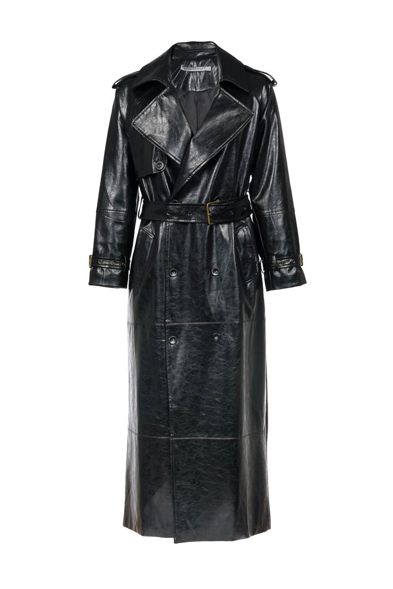 Women's Black Linkie Trench Coat Mind Matter MML25-02-06-013