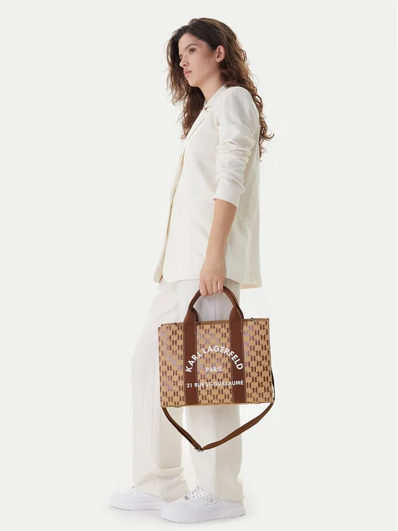 Γυναικεία K/Rsg Tote Τσάντα Καφέ Karl Lagerfeld B1W50021-2LO MONOGRAM NOUGAT