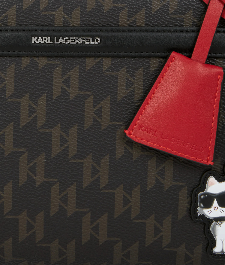 Γυναικεία Ikon Monogram Bowling Τσάντα Μαύρη Karl Lagerfeld B1W30024-2LS BROWN KL MONO