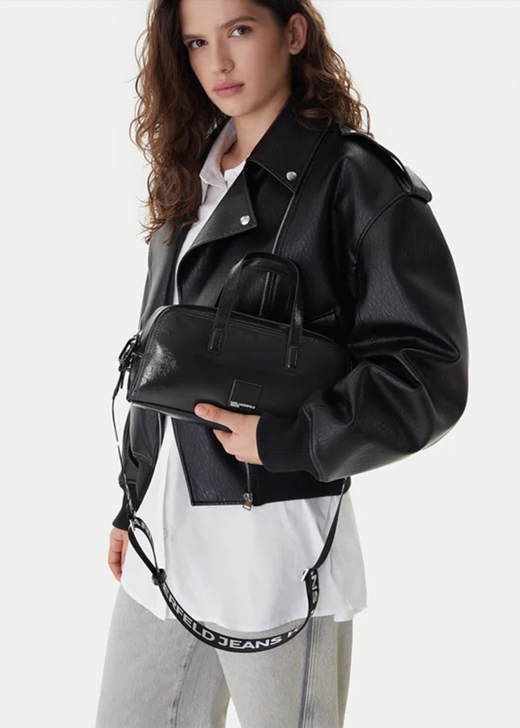 Γυναικεία Bowling Glossy Τσάντα Μαύρη Karl Lagerfeld Jeans B1W30144-999 BLACK