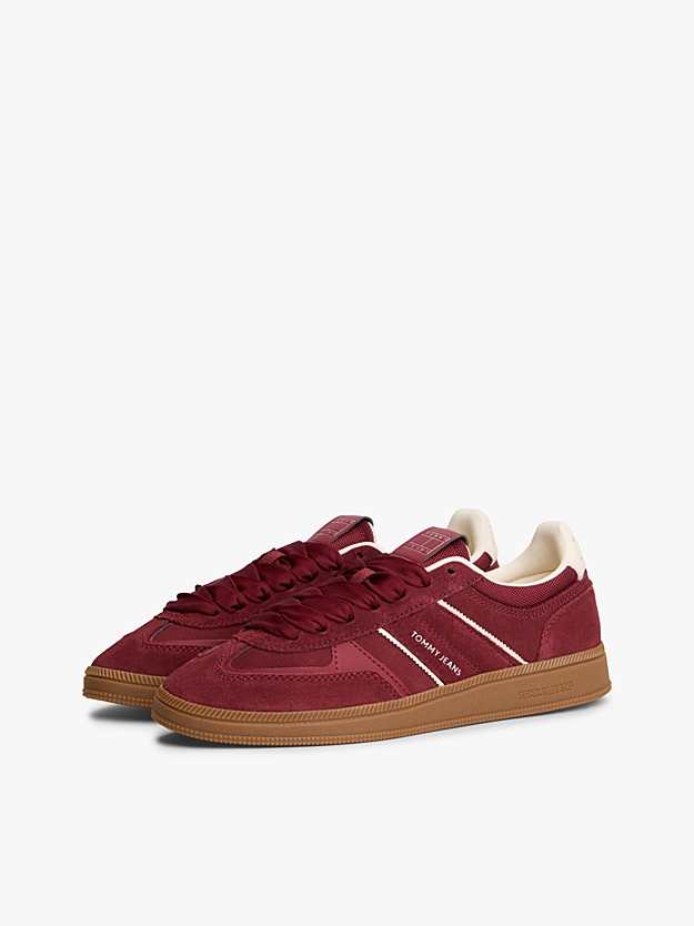 Women's Deep Dahlia Leather Greenwich Edge Suede Sneaker Tommy Jeans EN0EN02924-XKK