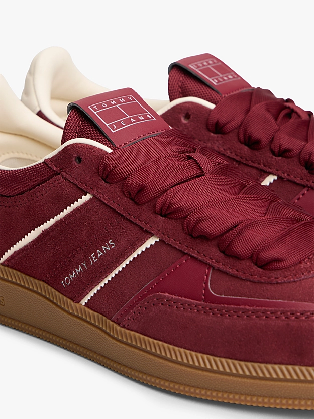 Women's Deep Dahlia Leather Greenwich Edge Suede Sneaker Tommy Jeans EN0EN02924-XKK