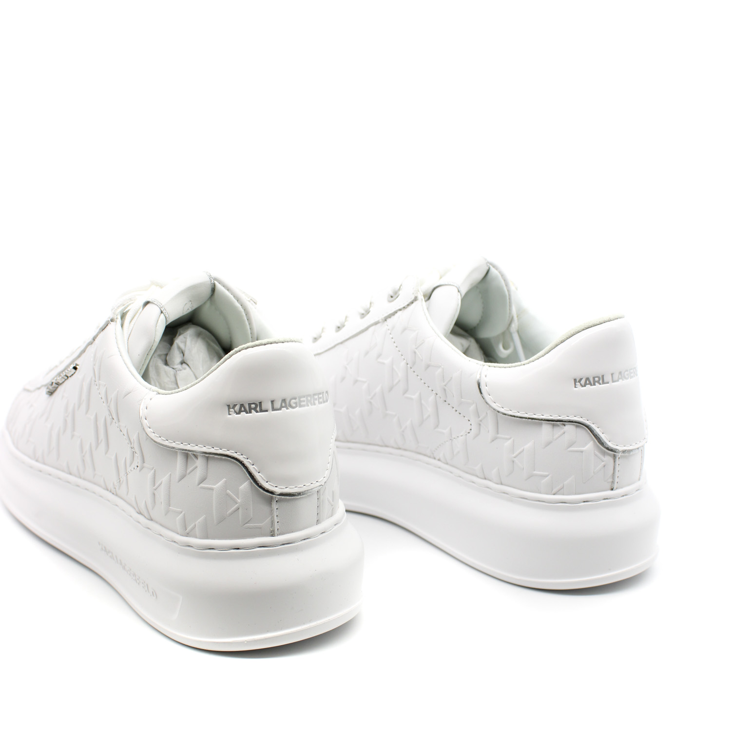 Ανδρικά Δερμάτινα Kapri Monogram Sneakers Λευκά Karl Lagerfeld KL52549K-01W WHITE