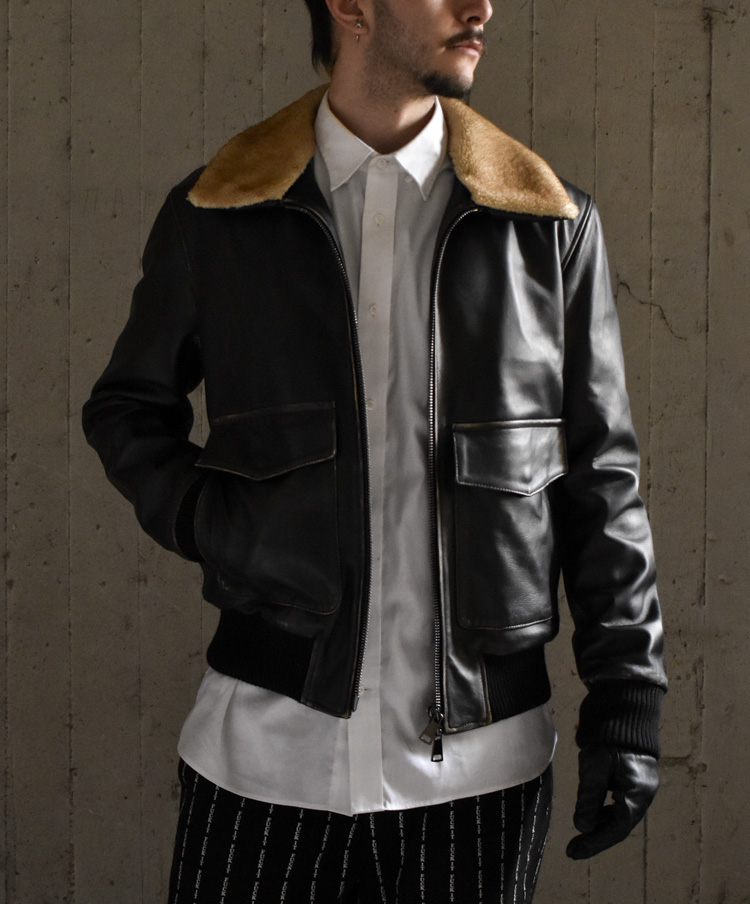 Ανδρικό Δερμάτινο Μπουφάν Μαύρο Maffei 51283col-NERO