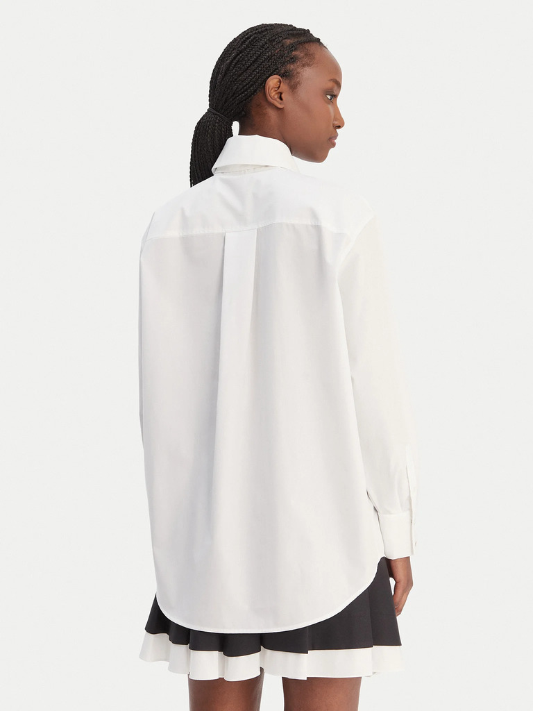 Women's White Poplin Tie Shirt Karl Lagerfeld B1W11002-100 WHITE