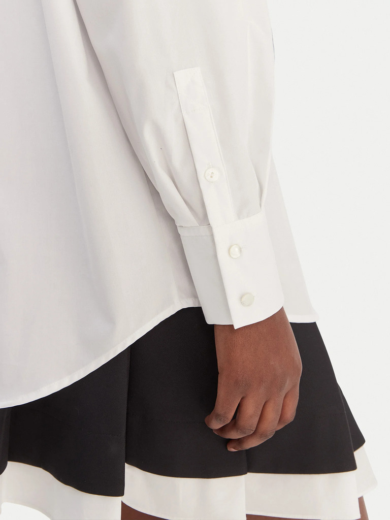 Women's White Poplin Tie Shirt Karl Lagerfeld B1W11002-100 WHITE