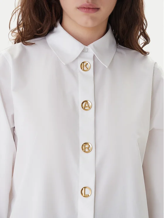 Women's White Karl Daily Poplin Shirt Karl Lagerfeld B1W11012-100 WHITE