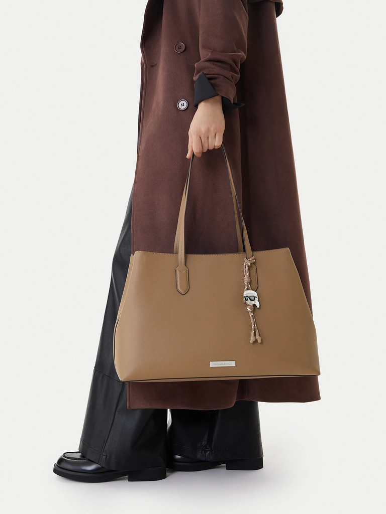 Women's Brown Ikon Smooth Lg Tote Bag Karl Lagerfeld B1W30001-2DH MUSHROOM BROWN
